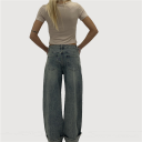 jeans con risvolto wide leg